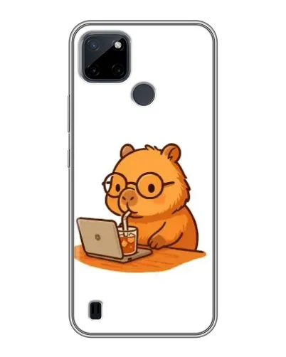 Чехол для Realme C25Y с картинкой «Капибара с ноутбуком»