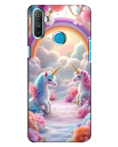 Чехол для Realme C3 с картинкой «Радуга и единороги»