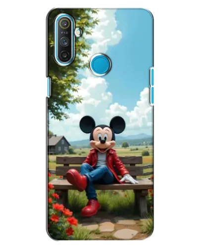 Чехол для Realme C3 с картинкой «Микки на скамейке»