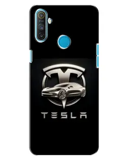 Чохол для Realme C3 з картинкою «Tesla — срібне авто»