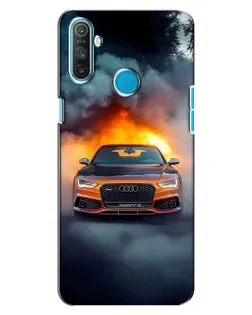 Чохол для Realme C3 з картинкою «Audi у вогняному диму»