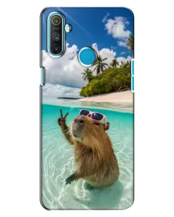 Чехол для Realme C3 с картинкой «Капибара на море»