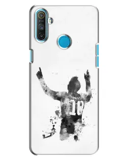 Чехол для Realme C3 с картинкой «Черно-белый силуэт Месси»