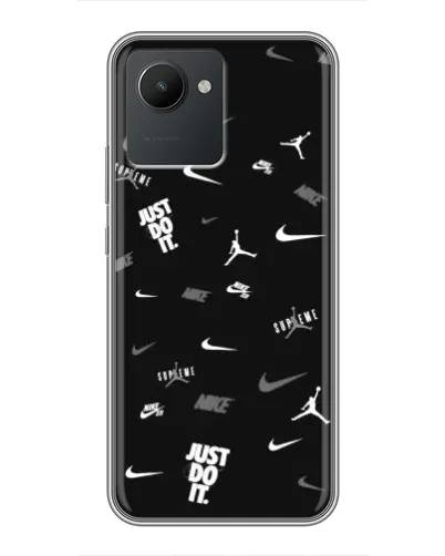 Чехол для Realme C30 с картинкой «Nike Black Pattern»