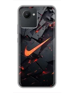 Чехол для Realme C30 с картинкой «Nike — эффект разломов» Чехол для Realme C30 с картинкой «Nike — эффект разломов»
