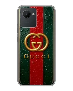 Чохол для Realme C30 з картинкою «Gucci — фірмова смуга та золото»