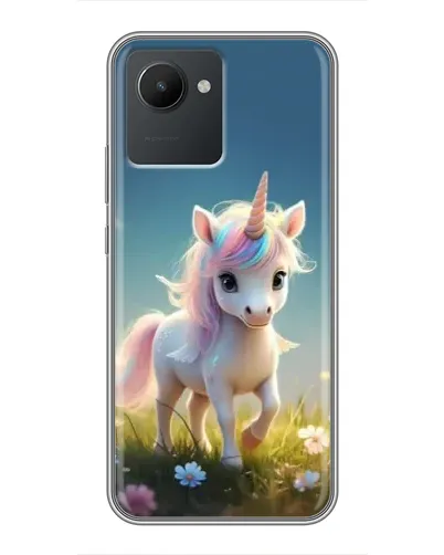 Чехол для Realme C30 с картинкой «Единорог на поляне»