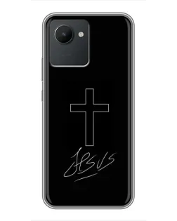 Чехол для Realme C30 с картинкой «Графический крест Jesus»