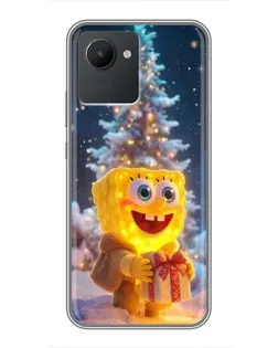 Чехол для Realme C30 с картинкой «Рождественский Спанч Боб»