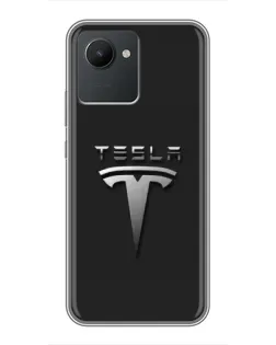 Чохол для Realme C30 з картинкою «Сталевий логотип Tesla»