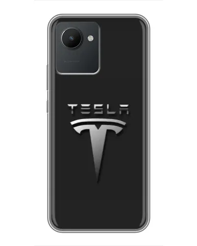 Чохол для Realme C30 з картинкою «Сталевий логотип Tesla»