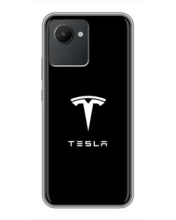 Чохол для Realme C30 з картинкою «Tesla White Logo»