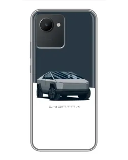 Чохол для Realme C30 з картинкою «Сріблястий Cybertruck Tesla»