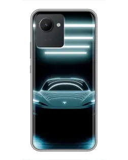 Чохол для Realme C30 з картинкою «Tesla в неоні»