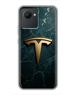 Чохол для Realme C30 з картинкою «Мармурова Tesla Gold»