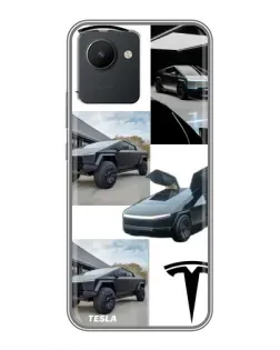 Чохол для Realme C30 з картинкою «Колаж Cybertruck Tesla»