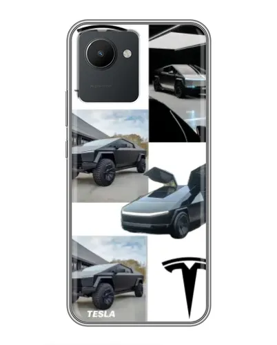 Чохол для Realme C30 з картинкою «Колаж Cybertruck Tesla»