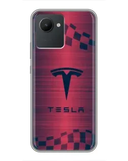 Чохол для Realme C30 з картинкою «Тесла червоний карбон»