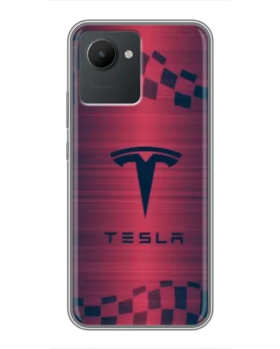 Чохол для Realme C30 з картинкою «Тесла червоний карбон»