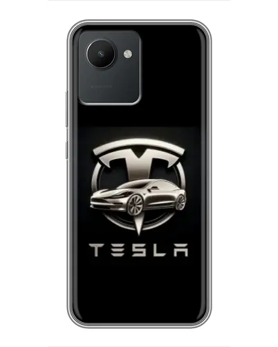 Чохол для Realme C30 з картинкою «Tesla — срібне авто»