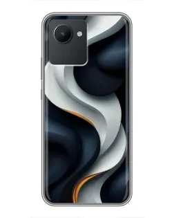 Чехол для Realme C30 с картинкой «Объемные черно-белые ленты» Чехол для Realme C30 с картинкой «Объемные черно-белые ленты»