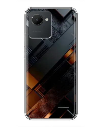 Чехол для Realme C30 с картинкой «Черные геометрические блоки»