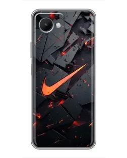Чехол для Realme C30s с картинкой «Nike — эффект разломов»