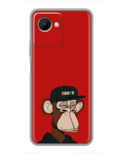 Чехол для Realme C30s с картинкой «Bored Ape — красный фон»
