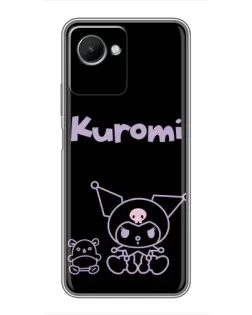 Чехол для Realme C30s с картинкой «Kuromi — черный минимализм»