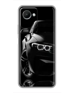 Чехол для Realme C30s с картинкой «Черная BMW — профиль»