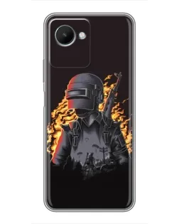 Чехол для Realme C30s с картинкой «PUBG — огненный силуэт» Чехол для Realme C30s с картинкой «PUBG — огненный силуэт»