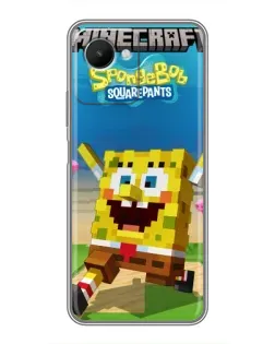 Чохол для Realme C30s з картинкою «Губка Боб Minecraft»
