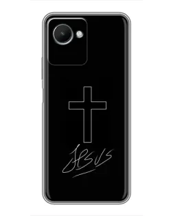 Чехол для Realme C30s с картинкой «Графический крест Jesus» Чехол для Realme C30s с картинкой «Графический крест Jesus»