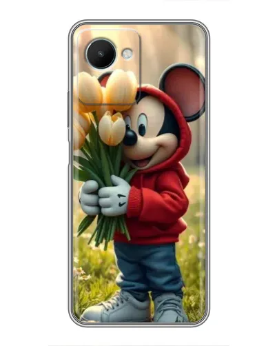 Чехол для Realme C30s с картинкой «Микки с тюльпанами»