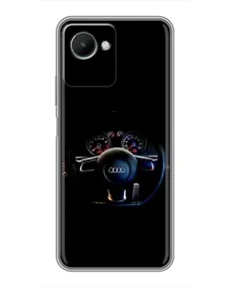 Чехол для Realme C30s с картинкой «Салон Audi — руль»