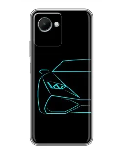 Чехол для Realme C30s с картинкой «Голубой силуэт Lamborghini» Чехол для Realme C30s с картинкой «Голубой силуэт Lamborghini»