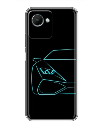 Чехол для Realme C30s с картинкой «Голубой силуэт Lamborghini»