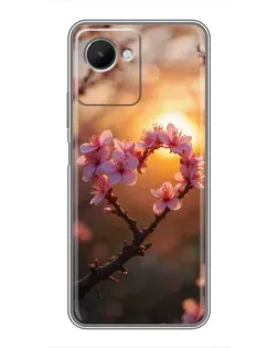 Чехол для Realme C30s с картинкой «Розовый цвет сердце на фоне заката» Чехол для Realme C30s с картинкой «Розовый цвет сердце на фоне заката»