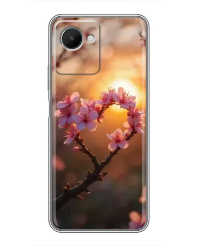 Чехол для Realme C30s с картинкой «Розовый цвет сердце на фоне заката» Чехол для Realme C30s с картинкой «Розовый цвет сердце на фоне заката»