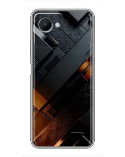 Чехол для Realme C30s с картинкой «Черные геометрические блоки»