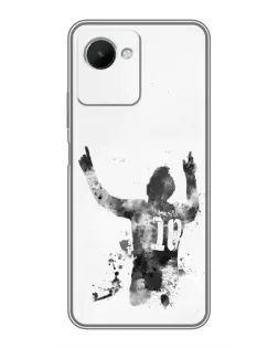 Чохол для Realme C30s з картинкою «Чорно-білий силует Мессі»