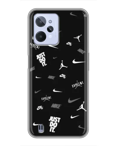 Чехол для Realme C31 с картинкой «Nike Black Pattern»