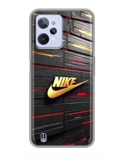Чехол для Realme C31 с картинкой «Золотой Nike на металле» Чехол для Realme C31 с картинкой «Золотой Nike на металле»