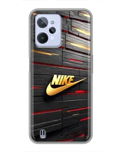 Чехол для Realme C31 с картинкой «Золотой Nike на металле»