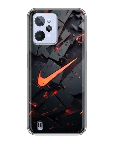 Чехол для Realme C31 с картинкой «Nike — эффект разломов»