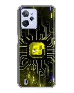 Чехол для Realme C31 с картинкой «Nike — золотая искра» Чехол для Realme C31 с картинкой «Nike — золотая искра»