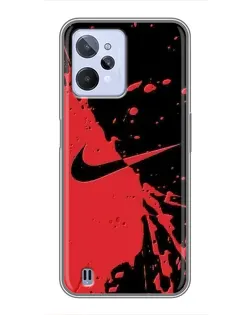 Чехол для Realme C31 с картинкой «Красные брызги Nike» Чехол для Realme C31 с картинкой «Красные брызги Nike»