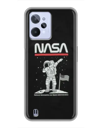 Чехол для Realme C31 с картинкой «NASA — шагаем по Луне»