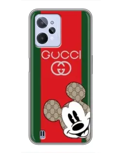 Чехол для Realme C31 с картинкой «Gucci — полосы и Микки»