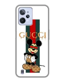 Чехол для Realme C31 с картинкой «Микки Маус Gucci — полосы»